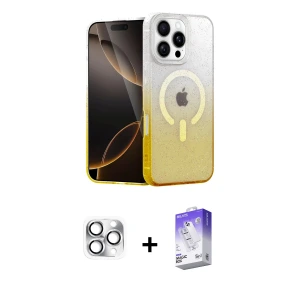 ieg™ iPhone 16 Pro Max Kılıf Eksen Minimal Özel Seri - Siyah Bilvis 5in1 3D Magic Cam Ekran Koruyucu + Pers Alüminyum Kamera Lens - GS