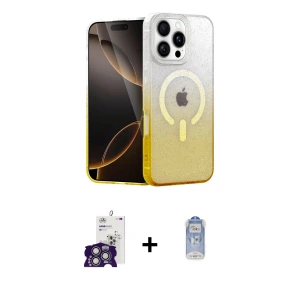 ieg™ iPhone 16 Pro Max Kılıf Eksen Minimal Özel Seri - Siyah Joko Magic 5D Cam + Bilvis Titan Kamera Lens - GS