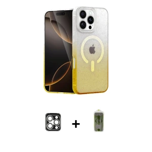 ieg™ iPhone 16 Pro Max Kılıf Eksen Minimal Özel Seri - Siyah Joko Magic 5D Hayalet Cam + PVD Metal Kamera Lens - GS