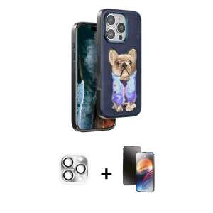 ieg™ iPhone 16 Pro Max Kılıf İz Minimal Koleksiyonu - Siyah 3D Antistatik Mat Seramik Nano Ekran Koruyucu + Pers Alüminyum Kamera Lens - GS
