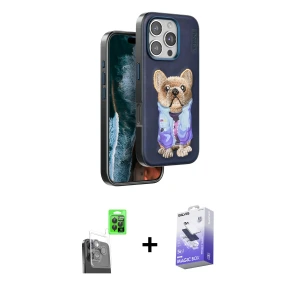 ieg™ iPhone 16 Pro Max Kılıf İz Minimal Koleksiyonu - Siyah Bilvis 5in1 5D Magic Hayalet Cam Ekran Koruyucu + Raze Metal Kamera Lens - SH
