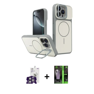 ieg™ iPhone 16 Pro Max Kılıf İz Modern Prime - Şeffaf 360 Full Body Arka Koruyucu + Bilvis Titan Kamera Lens - GS