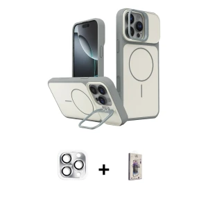ieg™ iPhone 16 Pro Max Kılıf İz Modern Prime - Siyah Bilvis 3D Cam Ekran Koruyucu + Pers Alüminyum Kamera Lens - GS