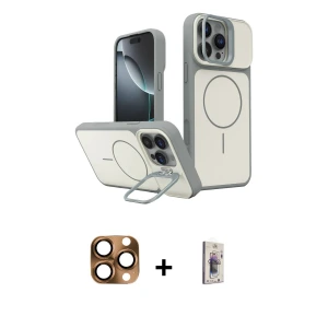 ieg™ iPhone 16 Pro Max Kılıf İz Modern Prime - Siyah Bilvis 3D Cam Ekran Koruyucu + Pers Alüminyum Kamera Lens - CLTM