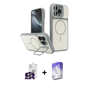 ieg™ iPhone 16 Pro Max Kılıf İz Modern Prime - Siyah Bilvis 5in1 3D Magic Cam Ekran Koruyucu + Bilvis Titan Kamera Lens - GS