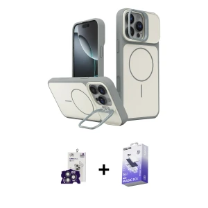 ieg™ iPhone 16 Pro Max Kılıf İz Modern Prime - Siyah Bilvis 5in1 5D Magic Hayalet Cam Ekran Koruyucu + Bilvis Titan Kamera Lens - TMGI