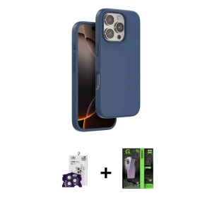 ieg™ iPhone 16 Pro Max Kılıf Kıvılcım Çizgi Serisi - Şeffaf 360 Full Body Arka Koruyucu + Bilvis Titan Kamera Lens - TMGI