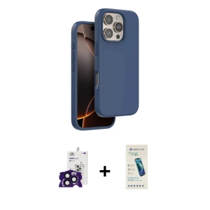 ieg™ iPhone 16 Pro Max Kılıf Kıvılcım Çizgi Serisi - Şeffaf Pasifik Cam Ekran Koruyucu + Bilvis Titan Kamera Lens - SH