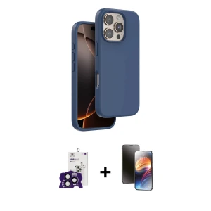 ieg™ iPhone 16 Pro Max Kılıf Kıvılcım Çizgi Serisi - Siyah 3D Antistatik Mat Seramik Nano Ekran Koruyucu + Bilvis Titan Kamera Lens - SH