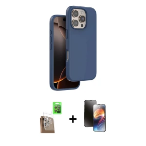 ieg™ iPhone 16 Pro Max Kılıf Kıvılcım Çizgi Serisi - Siyah 3D Antistatik Mat Seramik Nano Ekran Koruyucu + Raze Metal Kamera Lens - CLTM