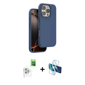 ieg™ iPhone 16 Pro Max Kılıf Kıvılcım Çizgi Serisi - Siyah 3D Antistatik Seramik Nano Ekran Koruyucu + Raze Metal Kamera Lens - BZ