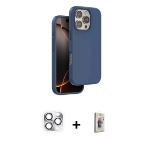 ieg™ iPhone 16 Pro Max Kılıf Kıvılcım Çizgi Serisi - Siyah Bilvis 3D Cam Ekran Koruyucu + Pers Alüminyum Kamera Lens - GS