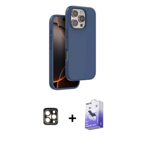 ieg™ iPhone 16 Pro Max Kılıf Kıvılcım Çizgi Serisi - Siyah Bilvis 5in1 5D Magic Hayalet Cam Ekran Koruyucu + PVD Metal Kamera Lens - GD