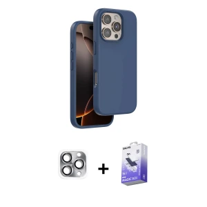 ieg™ iPhone 16 Pro Max Kılıf Kıvılcım Çizgi Serisi - Siyah Bilvis 5in1 5D Magic Hayalet Cam Ekran Koruyucu + Pers Alüminyum Kamera Lens - GI