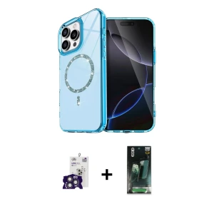 ieg™ iPhone 16 Pro Max Kılıf Kıvılcım Form Prime - Siyah 360 Mat Full Body Arka Koruyucu + Bilvis Titan Kamera Lens - TMGI