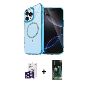 ieg™ iPhone 16 Pro Max Kılıf Kıvılcım Form Prime - Siyah 360 Mat Full Body Arka Koruyucu + Bilvis Titan Kamera Lens - SH