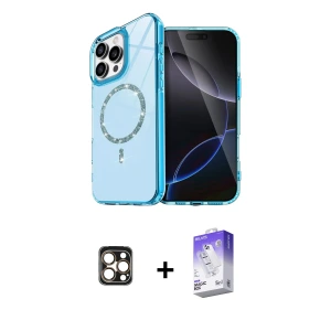 ieg™ iPhone 16 Pro Max Kılıf Kıvılcım Form Prime - Siyah Bilvis 5in1 3D Magic Cam Ekran Koruyucu + PVD Metal Kamera Lens - GD