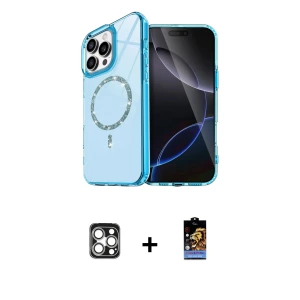 ieg™ iPhone 16 Pro Max Kılıf Kıvılcım Form Prime - Siyah Buffer Hayalet Cam Ekran Koruyucu + PVD Metal Kamera Lens - GS