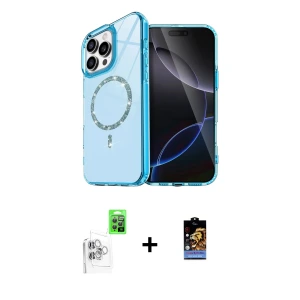 ieg™ iPhone 16 Pro Max Kılıf Kıvılcım Form Prime - Siyah Buffer Hayalet Cam Ekran Koruyucu + Raze Metal Kamera Lens - BZ