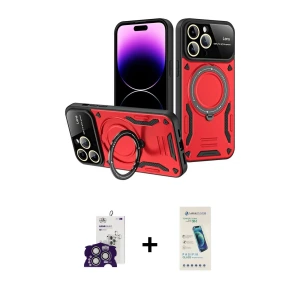 ieg™ iPhone 16 Pro Max Kılıf Kıvılcım Modern Serisi - Şeffaf Pasifik Cam Ekran Koruyucu + Bilvis Titan Kamera Lens - GS