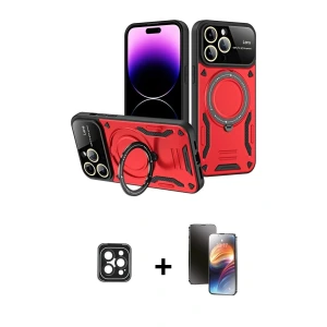 ieg™ iPhone 16 Pro Max Kılıf Kıvılcım Modern Serisi - Siyah 3D Antistatik Mat Seramik Nano Ekran Koruyucu + PVD Metal Kamera Lens - SH