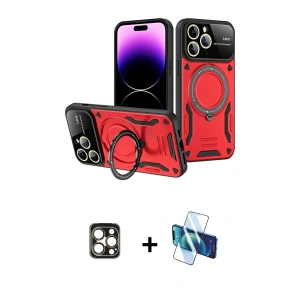 ieg™ iPhone 16 Pro Max Kılıf Kıvılcım Modern Serisi - Siyah 3D Antistatik Seramik Nano Ekran Koruyucu + PVD Metal Kamera Lens - GD