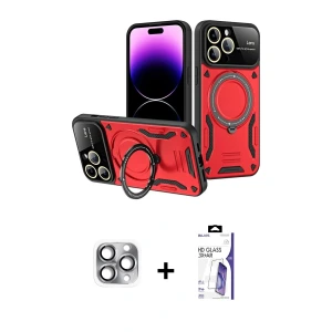 ieg™ iPhone 16 Pro Max Kılıf Kıvılcım Modern Serisi - Siyah Bilvis 3X AR HD Cam Ekran Koruyucu + Pers Alüminyum Kamera Lens - GI