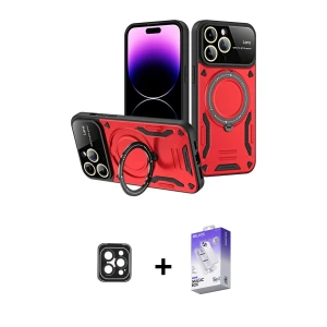 ieg™ iPhone 16 Pro Max Kılıf Kıvılcım Modern Serisi - Siyah Bilvis 5in1 3D Magic Cam Ekran Koruyucu + PVD Metal Kamera Lens - SH