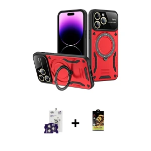 ieg™ iPhone 16 Pro Max Kılıf Kıvılcım Modern Serisi - Siyah Buffer Cam Ekran Koruyucu + Bilvis Titan Kamera Lens - TMGI