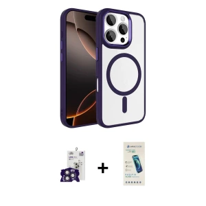ieg™ iPhone 16 Pro Max Kılıf Kıvılcım Prime - Şeffaf Pasifik Cam Ekran Koruyucu + Bilvis Titan Kamera Lens - TMGI