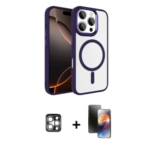 ieg™ iPhone 16 Pro Max Kılıf Kıvılcım Prime - Siyah 3D Antistatik Mat Seramik Nano Ekran Koruyucu + PVD Metal Kamera Lens - GS