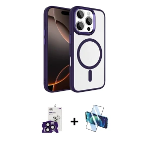 ieg™ iPhone 16 Pro Max Kılıf Kıvılcım Prime - Siyah 3D Antistatik Seramik Nano Ekran Koruyucu + Bilvis Titan Kamera Lens - SH