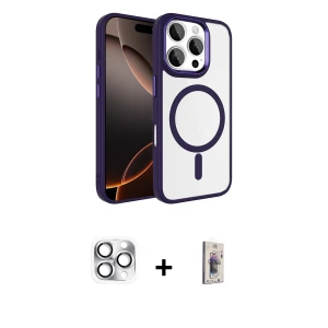 ieg™ iPhone 16 Pro Max Kılıf Kıvılcım Prime - Siyah Bilvis 3D Cam Ekran Koruyucu + Pers Alüminyum Kamera Lens - GS