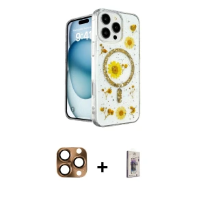 ieg™ iPhone 16 Pro Max Kılıf Kozmos Doku - Siyah Bilvis 3D Cam Ekran Koruyucu + Pers Alüminyum Kamera Lens - CLTM