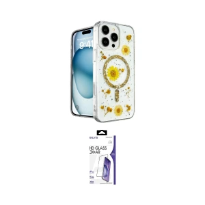ieg™ iPhone 16 Pro Max Kılıf Kozmos Doku - Siyah Bilvis 3X AR HD Cam Ekran Koruyucu
