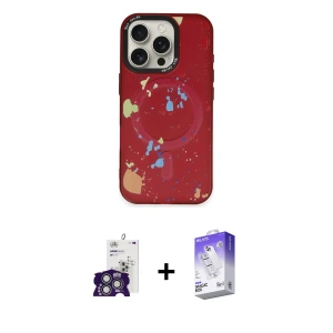 ieg™ iPhone 16 Pro Max Kılıf Kozmos Doku - Siyah Bilvis 5in1 3D Magic Cam Ekran Koruyucu + Bilvis Titan Kamera Lens - GS
