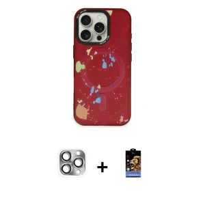 ieg™ iPhone 16 Pro Max Kılıf Kozmos Doku - Siyah Buffer Hayalet Cam Ekran Koruyucu + Pers Alüminyum Kamera Lens - GI