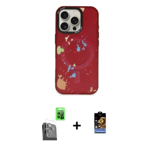 ieg™ iPhone 16 Pro Max Kılıf Kozmos Doku - Siyah Buffer Hayalet Cam Ekran Koruyucu + Raze Metal Kamera Lens - SH