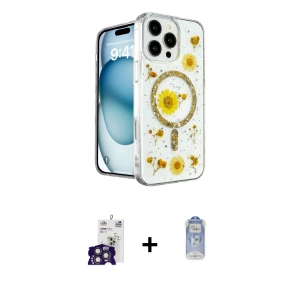 ieg™ iPhone 16 Pro Max Kılıf Kozmos Doku - Siyah Joko Magic 5D Cam + Bilvis Titan Kamera Lens - TMGI