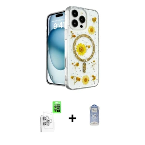 ieg™ iPhone 16 Pro Max Kılıf Kozmos Doku - Siyah Joko Magic 5D Cam + Raze Metal Kamera Lens - BZ