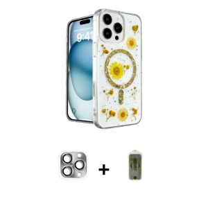 ieg™ iPhone 16 Pro Max Kılıf Kozmos Doku - Siyah Joko Magic 5D Hayalet Cam + Pers Alüminyum Kamera Lens - GI