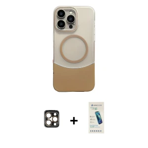 ieg™ iPhone 16 Pro Max Kılıf Kozmos Form Özel Seri - Şeffaf Pasifik Cam Ekran Koruyucu + PVD Metal Kamera Lens - GD