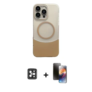 ieg™ iPhone 16 Pro Max Kılıf Kozmos Form Özel Seri - Siyah 3D Antistatik Mat Seramik Nano Ekran Koruyucu + PVD Metal Kamera Lens - SH