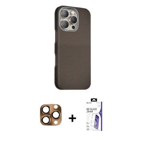 ieg™ iPhone 16 Pro Max Kılıf Kozmos Klasik Prime - Siyah Bilvis 3X AR HD Cam Ekran Koruyucu + Pers Alüminyum Kamera Lens - CLTM