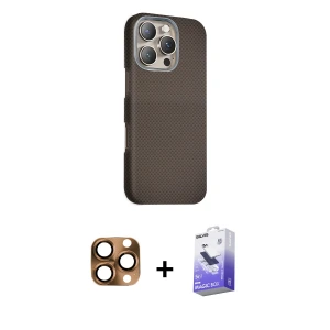 ieg™ iPhone 16 Pro Max Kılıf Kozmos Klasik Prime - Siyah Bilvis 5in1 5D Magic Hayalet Cam Ekran Koruyucu + Pers Alüminyum Kamera Lens - CLTM