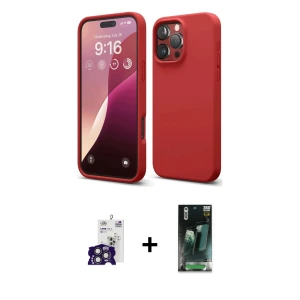 ieg™ iPhone 16 Pro Max Kılıf Kozmos Yansıma Özel Seri - Siyah 360 Mat Full Body Arka Koruyucu + Bilvis Titan Kamera Lens - TMGI