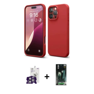 ieg™ iPhone 16 Pro Max Kılıf Kozmos Yansıma Özel Seri - Siyah 360 Mat Full Body Arka Koruyucu + Bilvis Titan Kamera Lens - GS