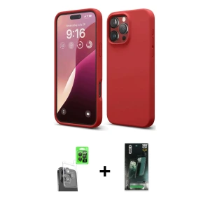 ieg™ iPhone 16 Pro Max Kılıf Kozmos Yansıma Özel Seri - Siyah 360 Mat Full Body Arka Koruyucu + Raze Metal Kamera Lens - SH