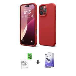 ieg™ iPhone 16 Pro Max Kılıf Kozmos Yansıma Özel Seri - Siyah Bilvis 5in1 5D Magic Hayalet Cam Ekran Koruyucu + Raze Metal Kamera Lens - BZ
