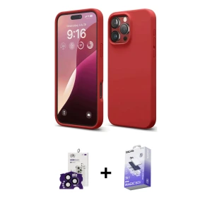 ieg™ iPhone 16 Pro Max Kılıf Kozmos Yansıma Özel Seri - Siyah Bilvis 5in1 5D Magic Hayalet Cam Ekran Koruyucu + Bilvis Titan Kamera Lens - SH